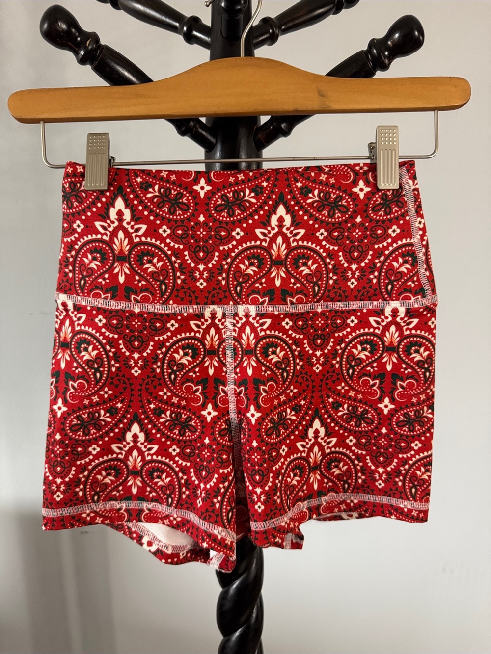 Red Paisley Women’s Active Shorts